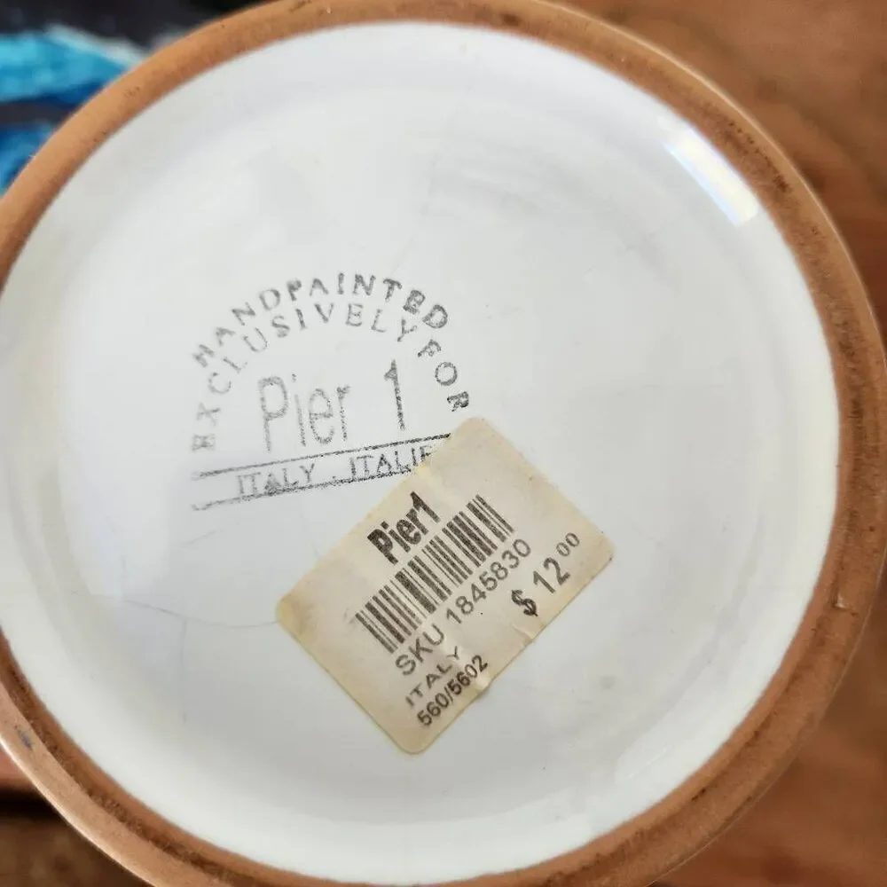 Pier 1 imports serving utensil canister kitchen storage cylinder terracotta grap